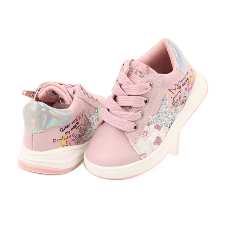 Sportovní holčičí sportovní obuv American Club GC15 růžový šedá 4