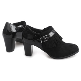 Booties On Heel Boho Fringe 6660 Black černý 1