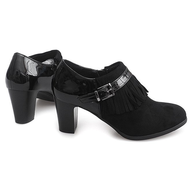 Booties On Heel Boho Fringe 6660 Black černá 1