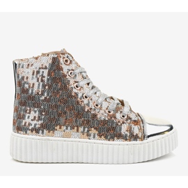 Stříbrné tenisky na platformě se 1761 zipy šedá 2