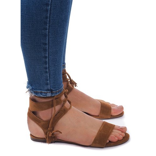 Sandály Boho 8-38 Camel Suede hnědý 1