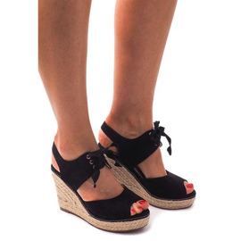 Sandály na klínu Espadrilles B2909 Black černý 2