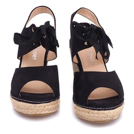 Sandály na klínu Espadrilles B2909 Black černý 1
