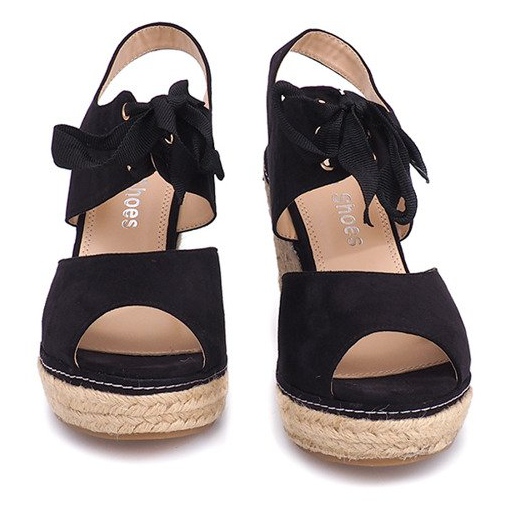Sandály na klínu Espadrilles B2909 Black černá 1