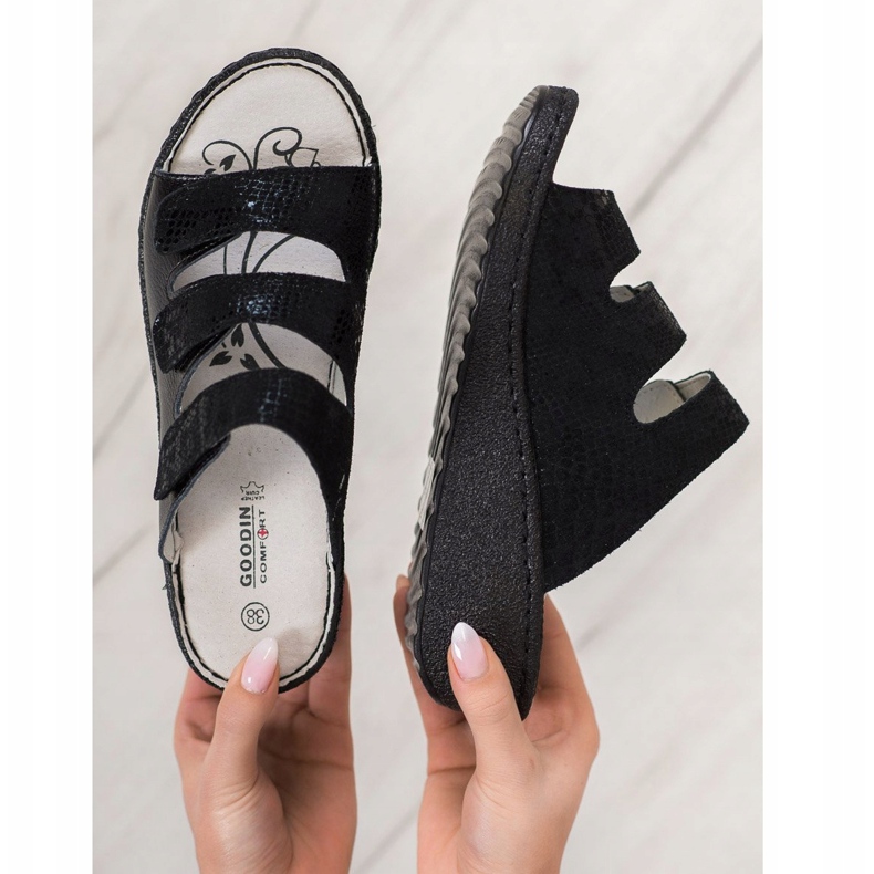 Goodin Černé kožené přezůvky černá 2