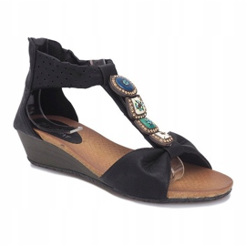 Černé klínové sandály Perlina černý 1