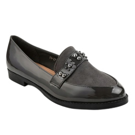 BM Šedé nazouvací boty s cvočky JN-27 šedá 1