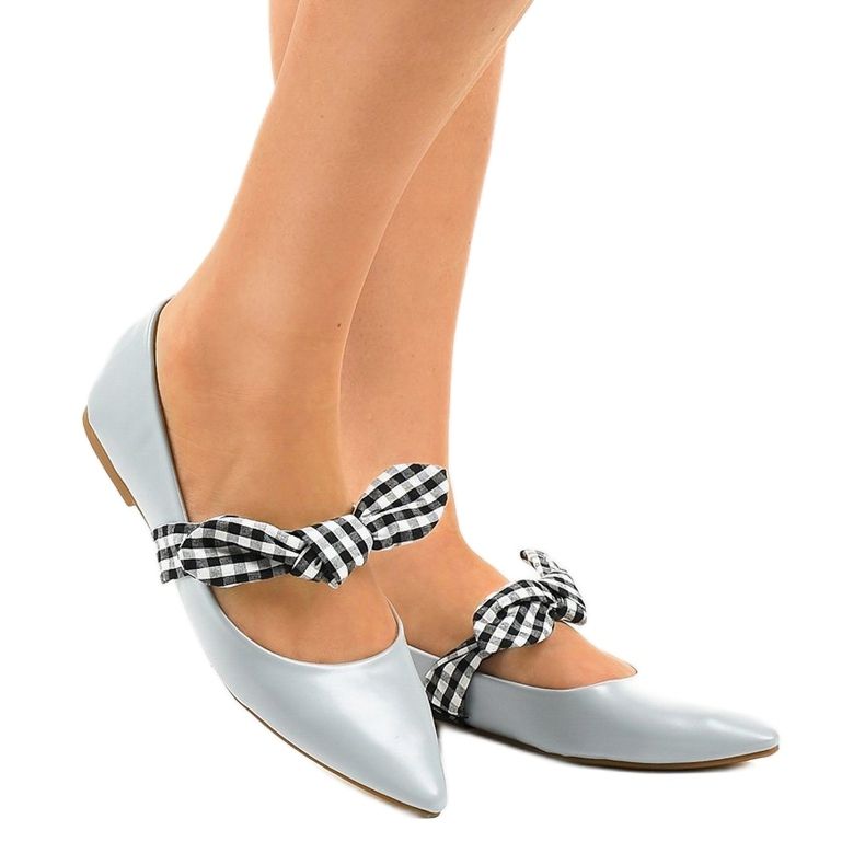 Modré šněrovací balerínky s mašlemi NK07P modrý 1