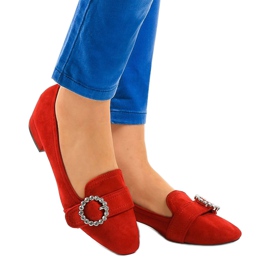 Podpatky z červeného semiše L419 1