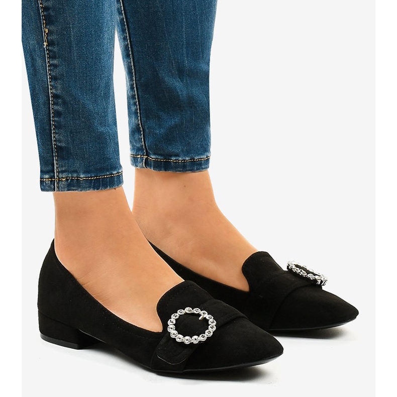 Černé semišové vysoké podpatky L419 černá 1