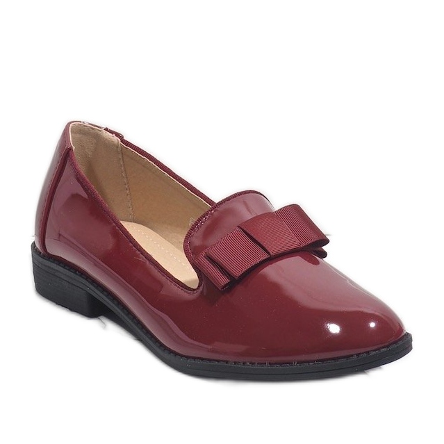 Dámské červené mokasíny s mašlí F158 1