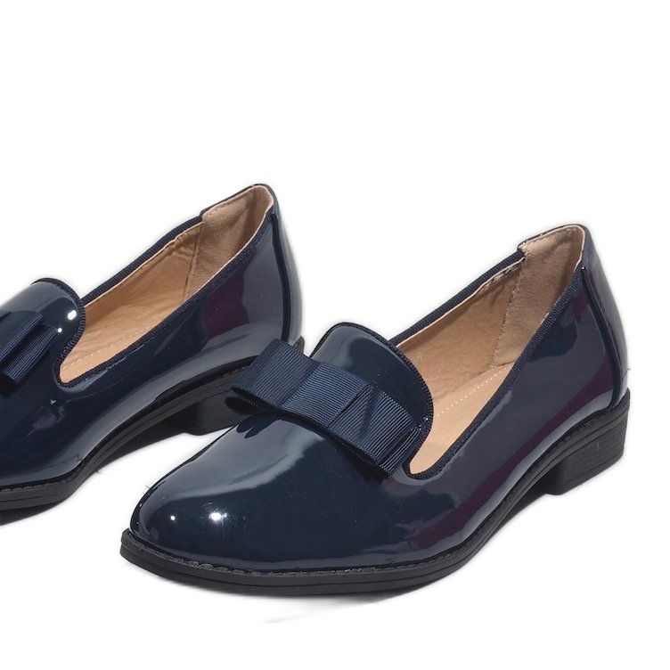 Dámské tmavě modré mokasíny s mašlí F158 námořnická modrá 1