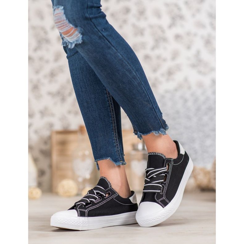 SHELOVET Pohodlné textilní tenisky černá 1