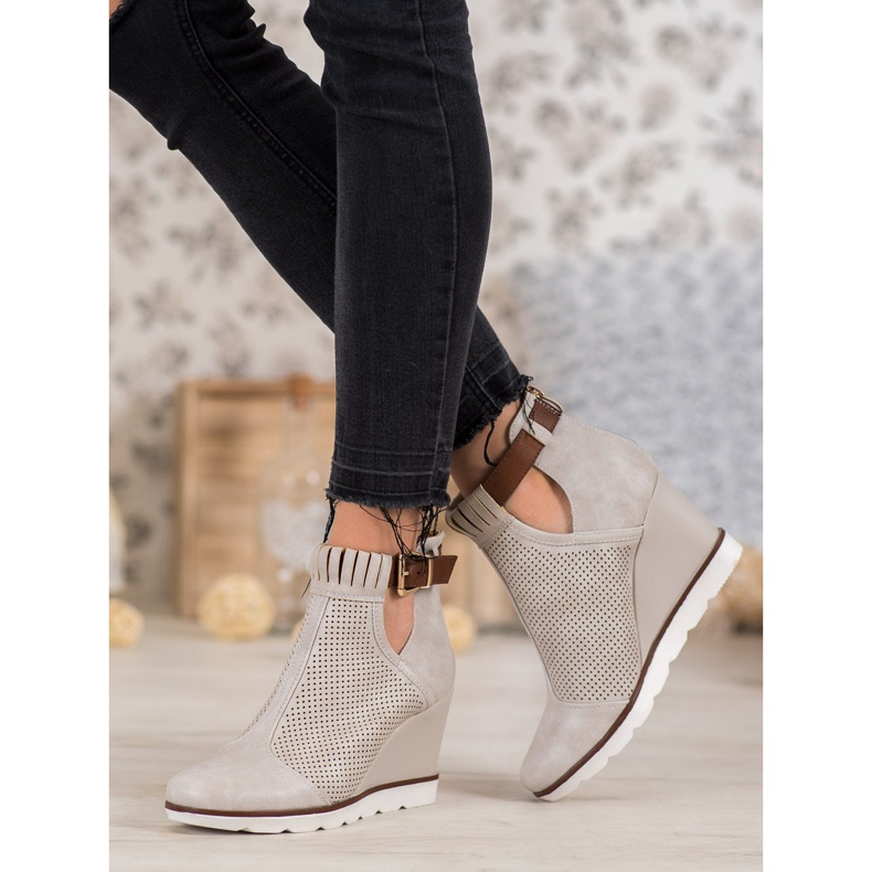 Filippo Prolamované boty na klínku hnědý 1