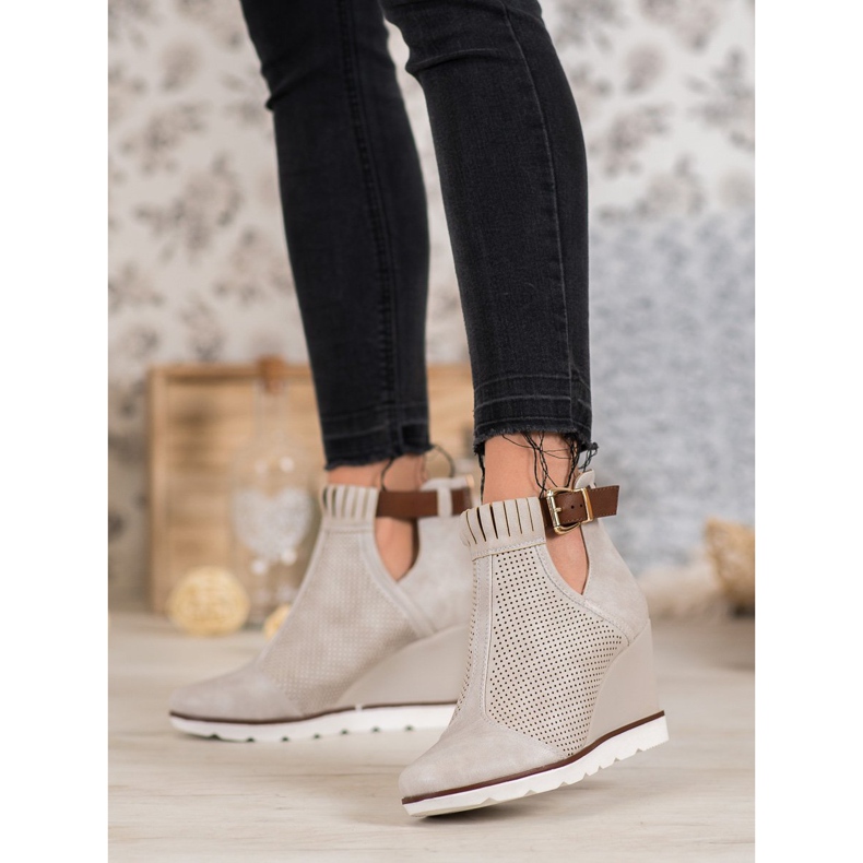 Filippo Prolamované boty na klínku hnědý 2