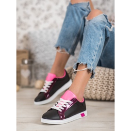 Ideal Shoes Módní tenisky s eko kůží černý vícebarevný 2