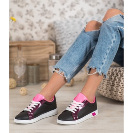 Ideal Shoes Módní tenisky s eko kůží černý vícebarevný 1