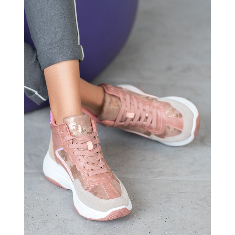 Ideal Shoes Vysoké boty na platformě růžový vícebarevný 2