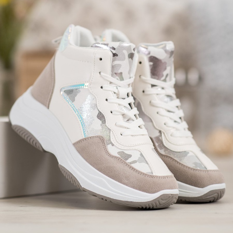 Ideal Shoes Vysoké boty na platformě bílý hnědý vícebarevný 1