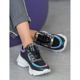 SHELOVET Tenisky S Flitry Na Platformě černý vícebarevný 2