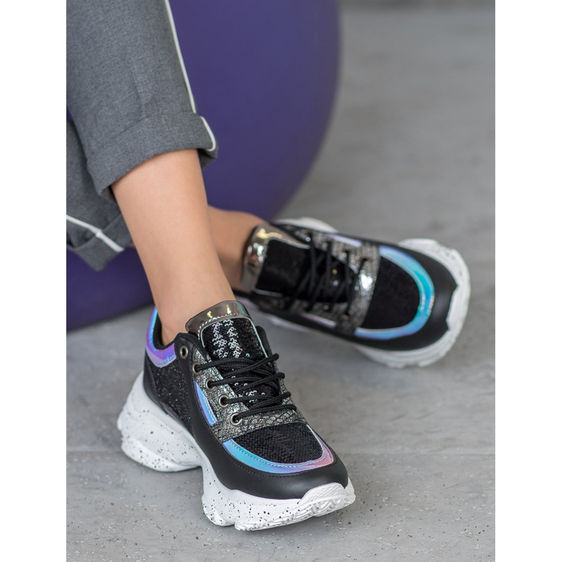 SHELOVET Tenisky S Flitry Na Platformě černá vícebarevný 2