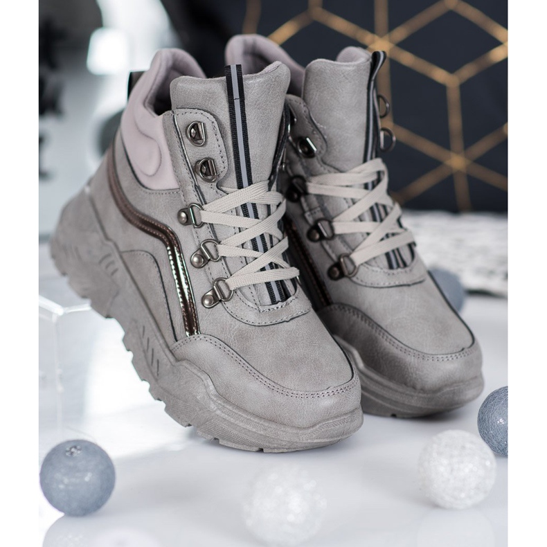 Queentina Teplé tenisky šedá 2