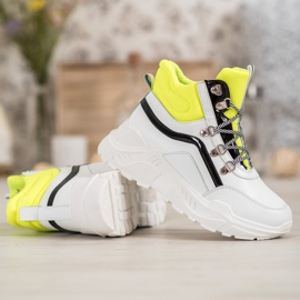 Ideal Shoes Módní boty bílý vícebarevný žluť 1