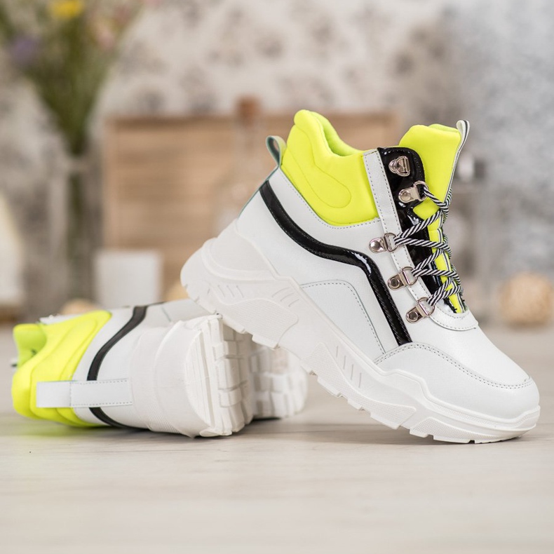 Ideal Shoes Módní boty bílý vícebarevný žluť 1