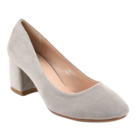 Černé semišové lodičky na sloupku FM1089 šedá 1