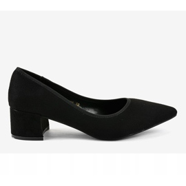 Černé semišové lodičky na sloupku L436 černá 2