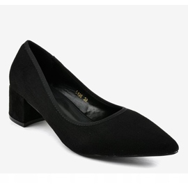 Černé semišové lodičky na sloupku L436 černá 1