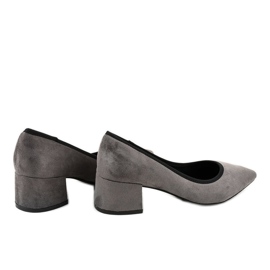 Černé semišové lodičky na sloupku L436 šedá žlutá 1