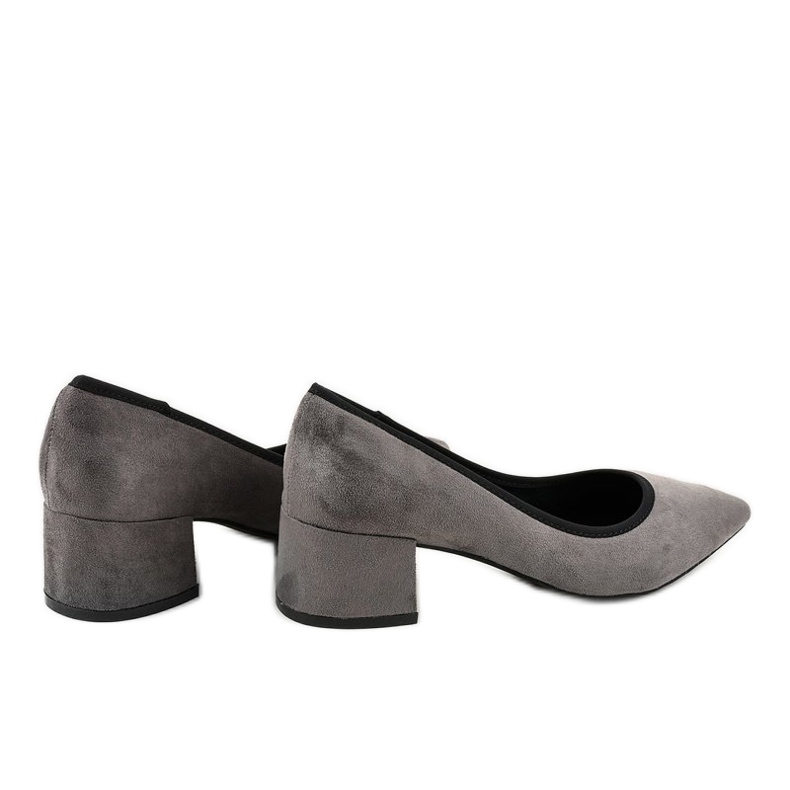 Černé semišové lodičky na sloupku L436 šedá žlutá 1