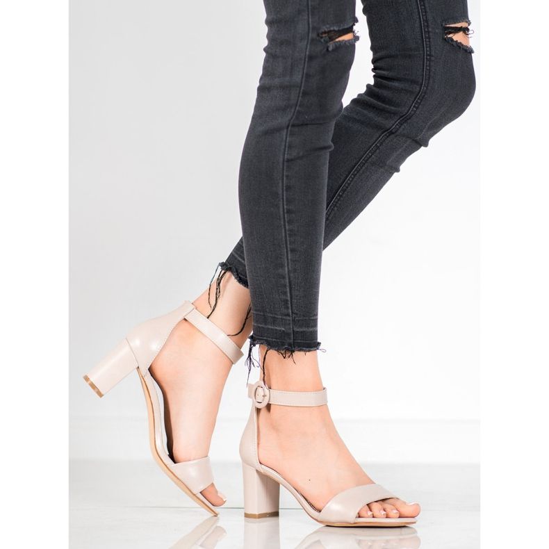 Evento Klasické sandály na vysokém podpatku béžový 1