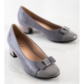 Lodičky s mašlí VINCEZA šedá 2