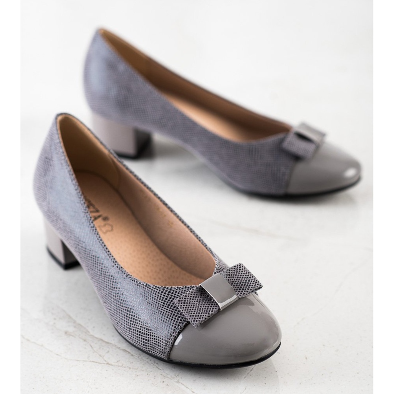 Lodičky s mašlí VINCEZA šedá 2