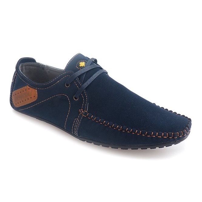 Šněrovací kožené mokasíny MA18 Navy Blue námořnická modř 1