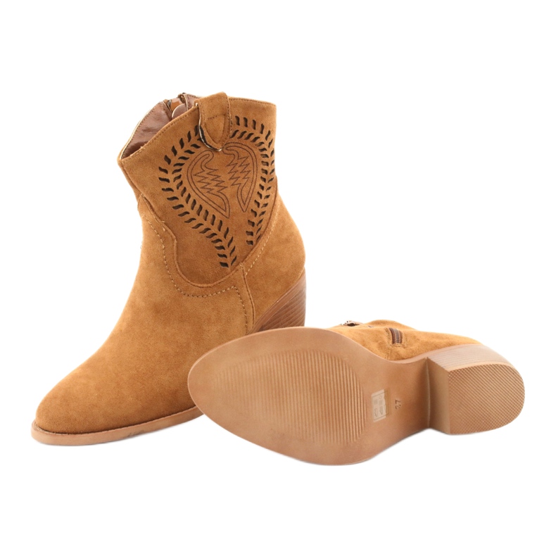 M.Daszyński Neformální dámské kovbojské boty Daszyński 1921, semiš hnědý 6