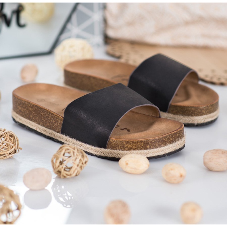 Goodin Módní černé pantofle černá 2