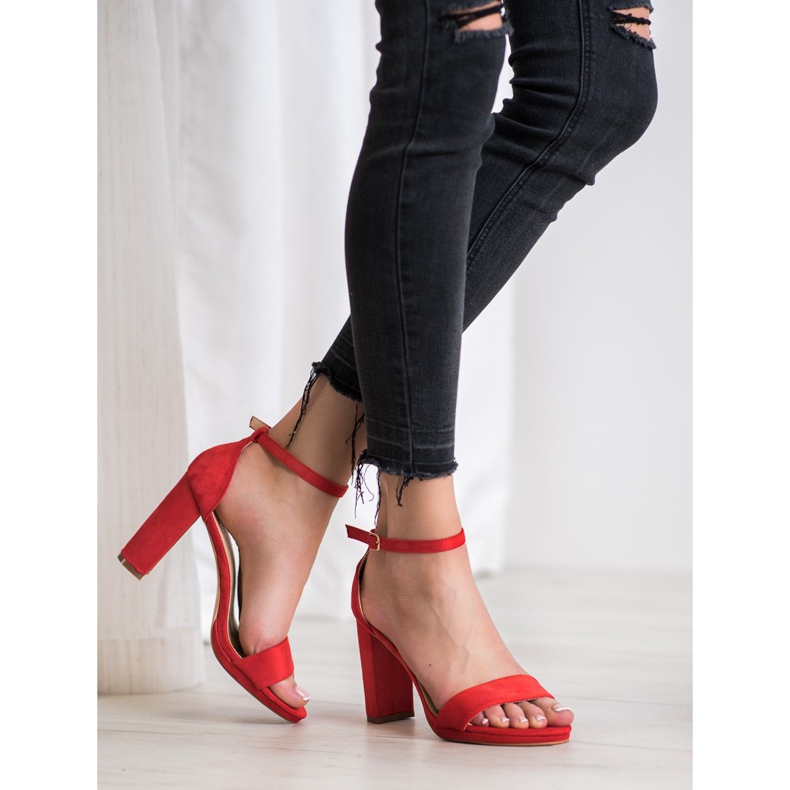Goodin Semišové sandály na baru červené 1