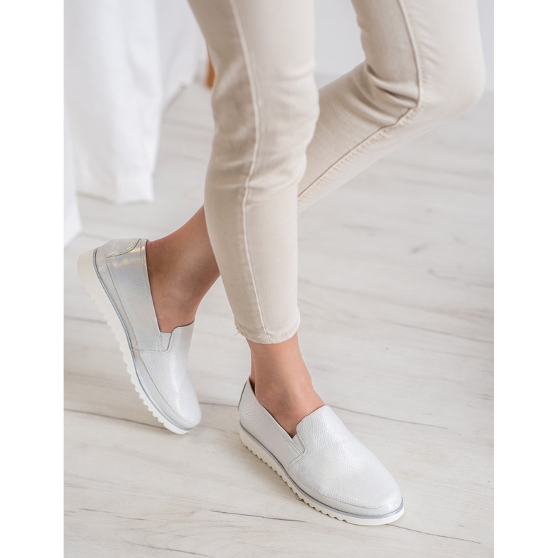 Sergio Leone Stříbrné nazouvací boty šedá 1