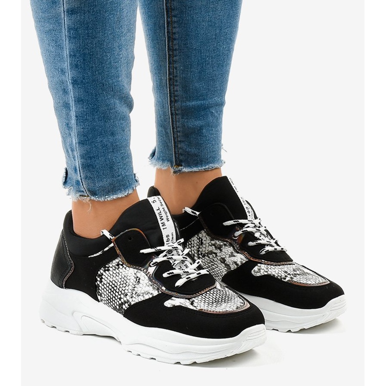 Černé tenisky YL-8 ve stylu hada černý 1