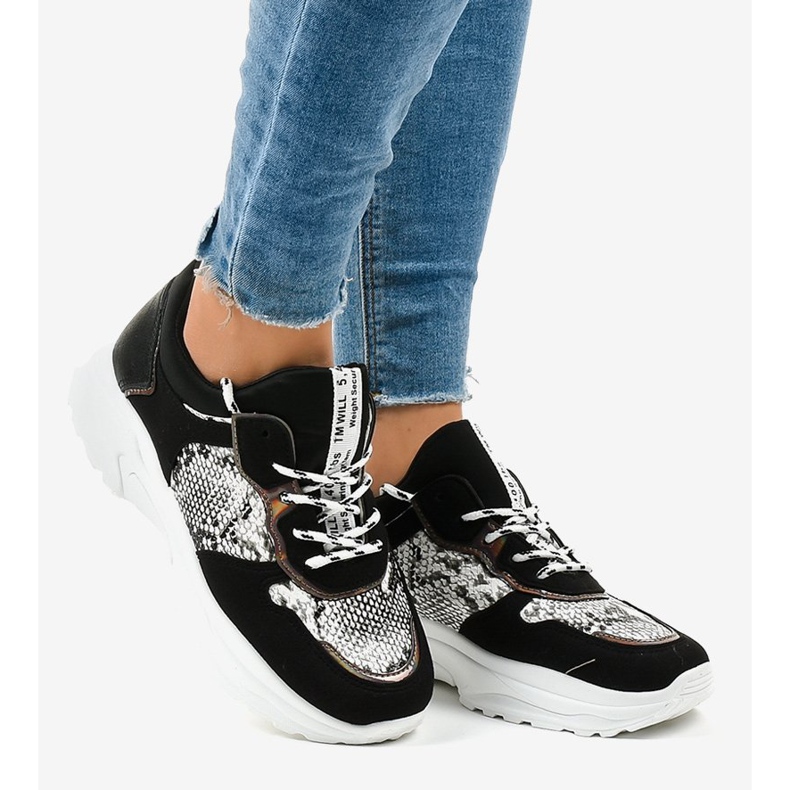 Černé tenisky YL-8 ve stylu hada černý 2