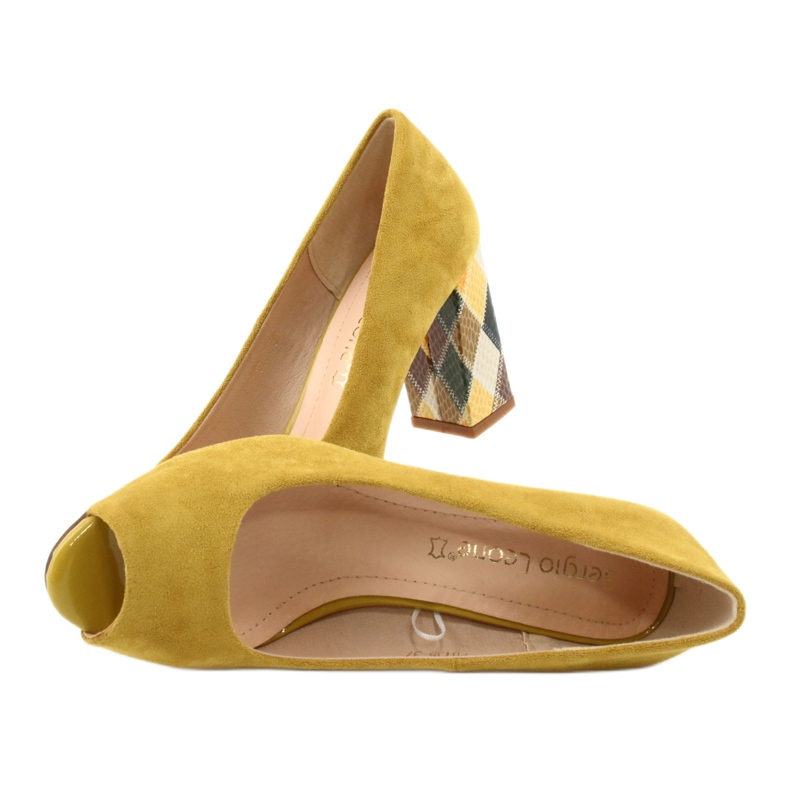 Semišové lodičky Sergio Leone PB135 žlutá 5