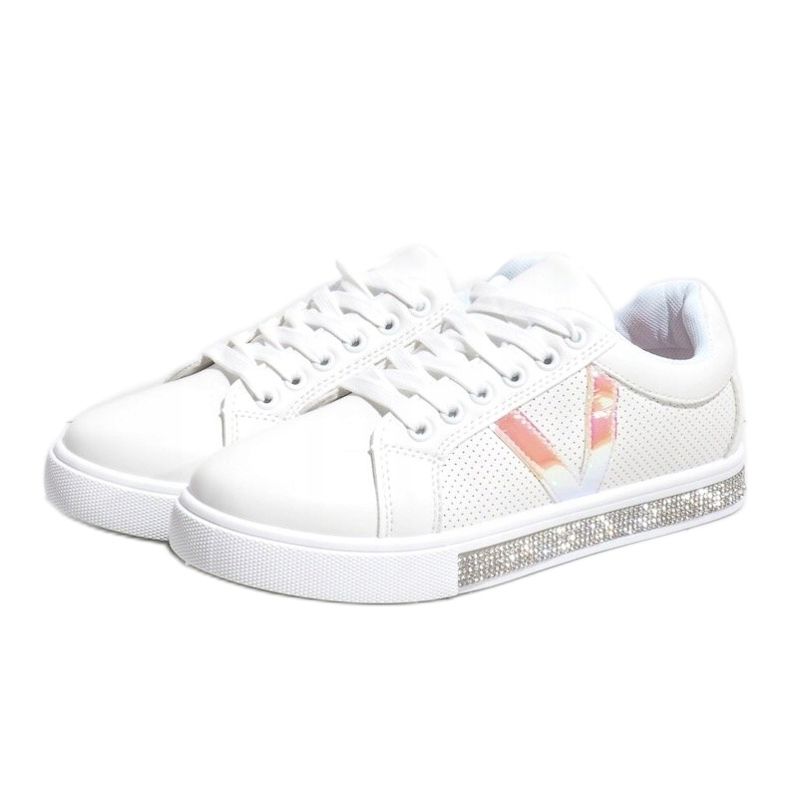 Bílé tenisky zdobené diamanty X703 bílý 1