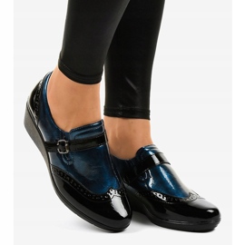 Černé klínové boty 7-9021 černá námořnická modrá 1