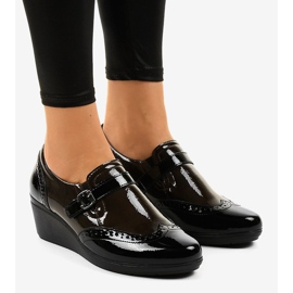 Černé klínové boty 7-9021 hnědý černý 1