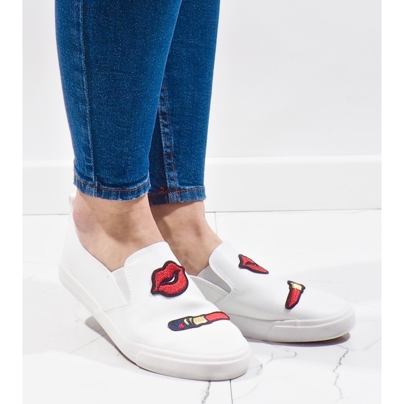 Bílé tenisky s potisky G1202A-2 bílý 1 Bílé tenisky s potisky G1202A-2 bílý 1