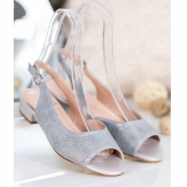 Sergio Leone Prolamované sandály na nízkých podpatcích šedá 1