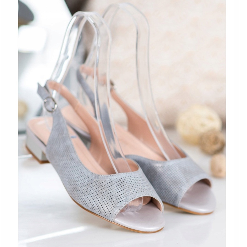 Sergio Leone Prolamované sandály na nízkých podpatcích šedá 1